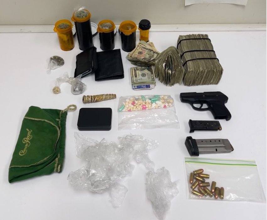Thermon Johnson Jr. of 122 Thermon Johnson Road, Preston, was arrested and charged with felony possession of a controlled substance, felony possession of marijuana, possession of a firearm by a convicted felon and possession of paraphernalia. 
